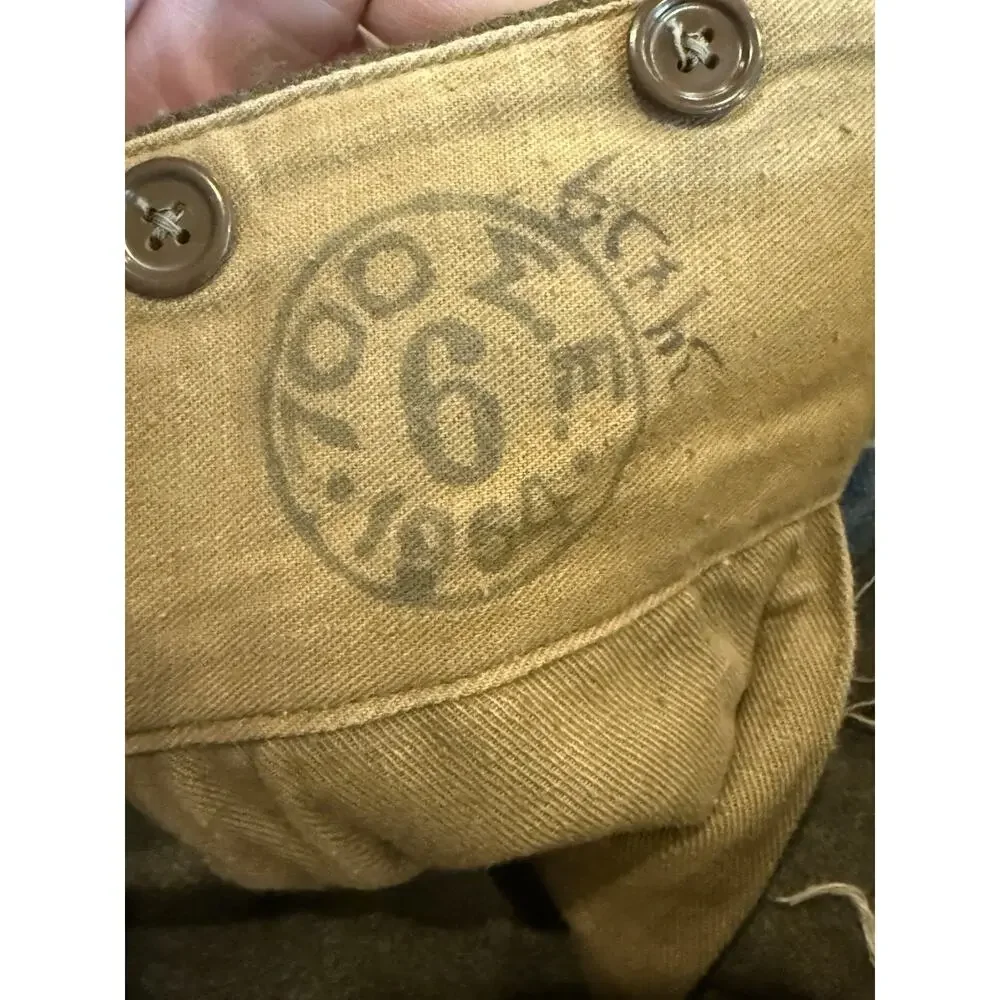 Vintage 50s Army Military Field Trousers Mens Olive Green Wool Pants Size 32x30